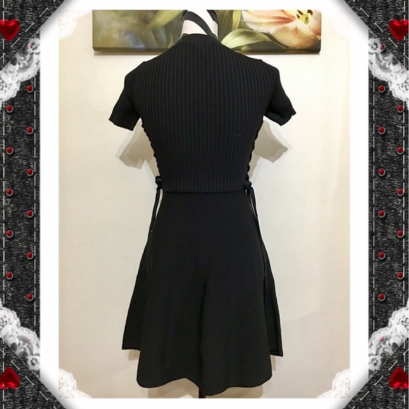 Love Ady Side Lace Up Knit Black Dress - Picture 4 of 5
